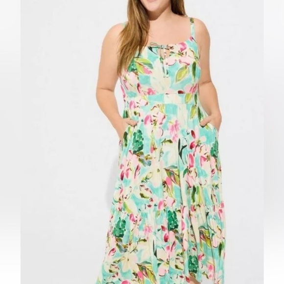 torrid Dresses & Skirts - Torrid Tropical Floral Super Soft Knit Midi Dress  NWT Size Large